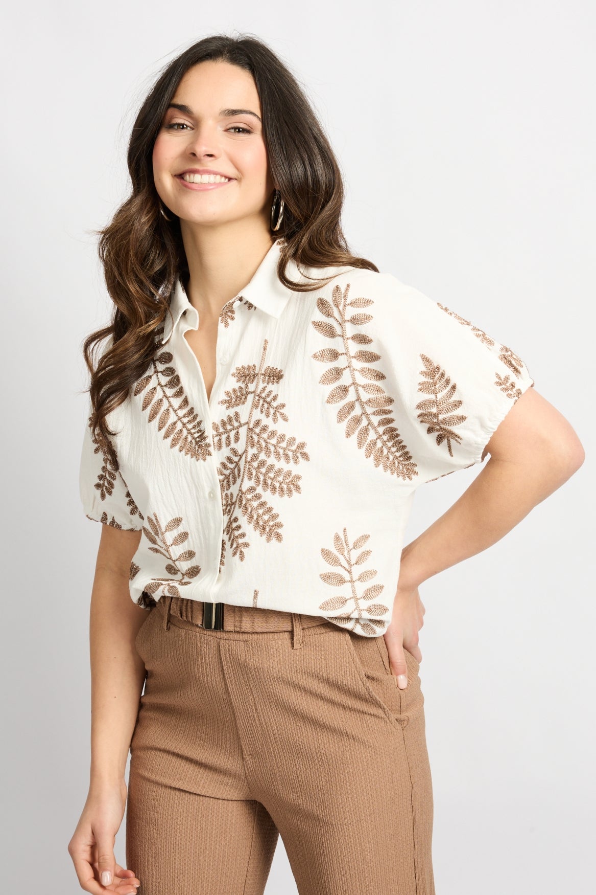 Lina blouse - ecru/camel