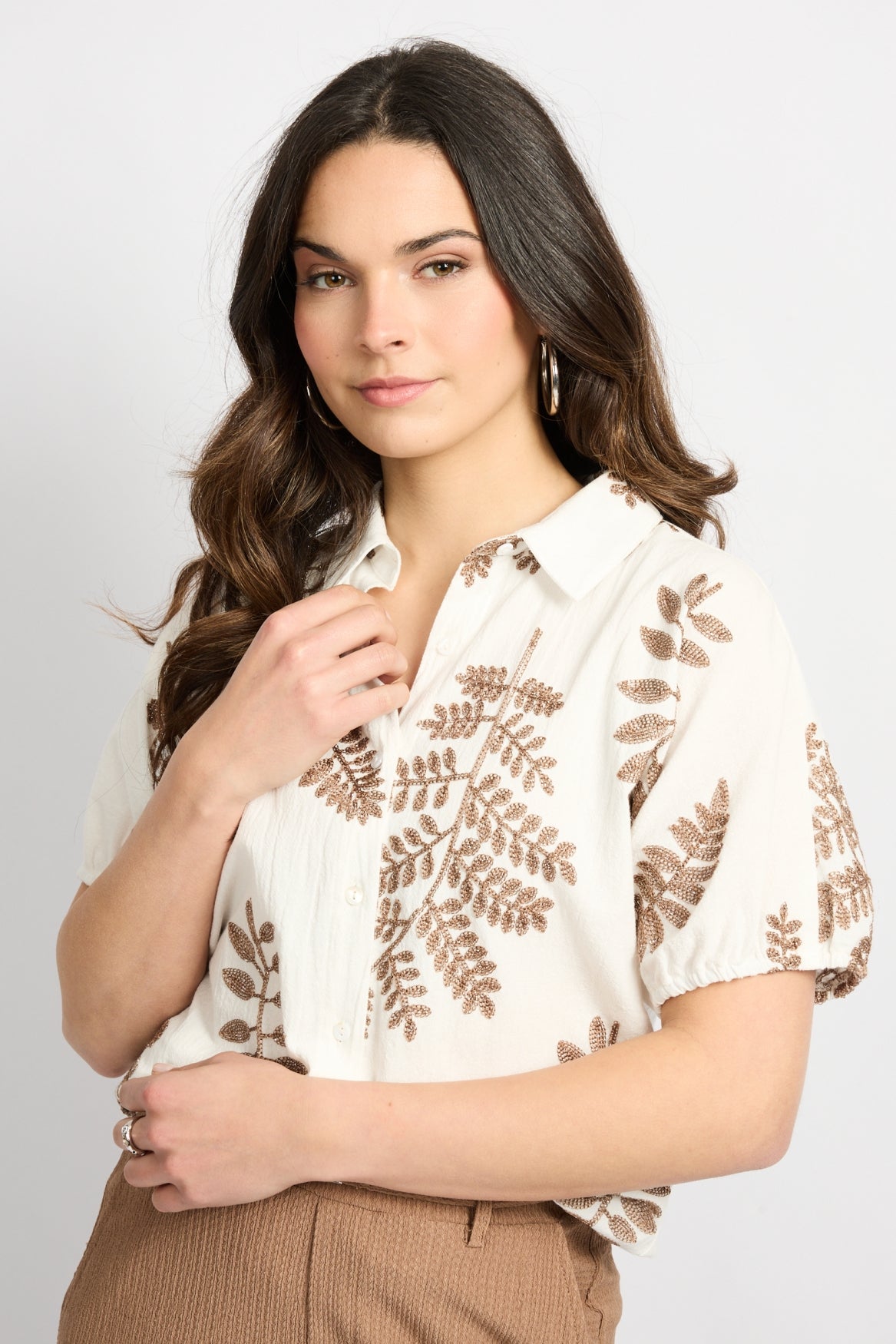 Lina blouse - ecru/camel