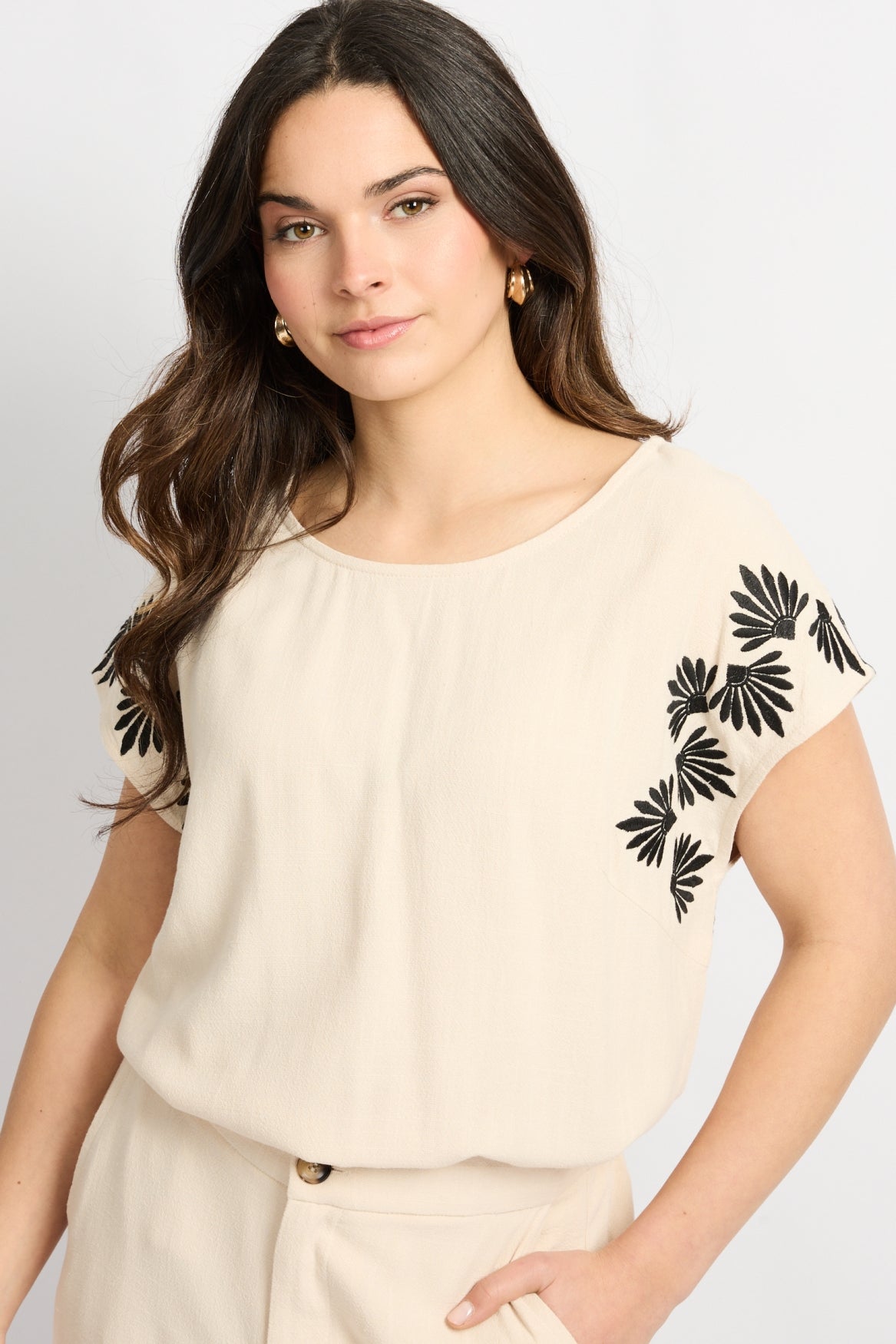 Lane blouse - beige/zwart