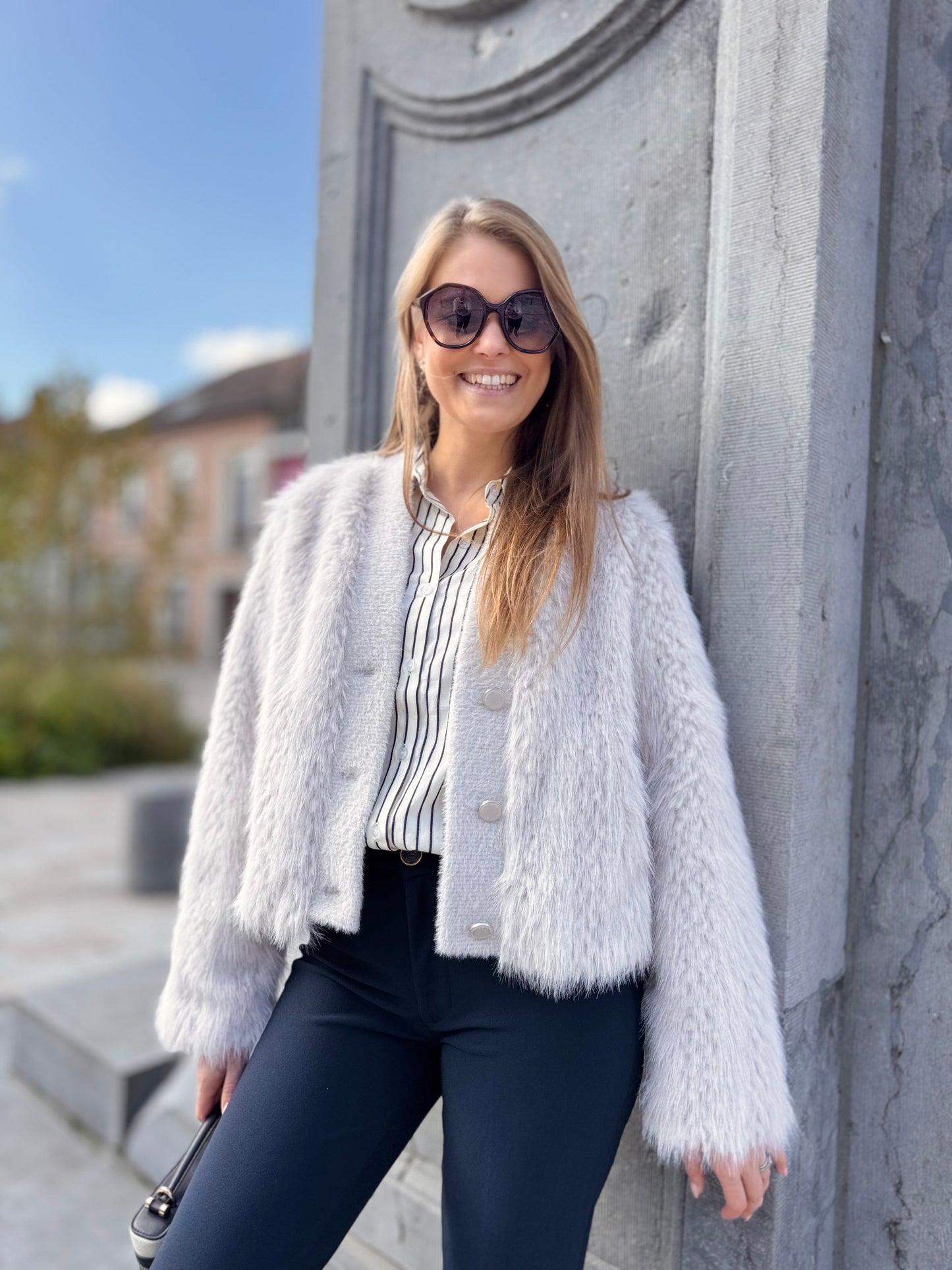 Chaimae faux fur jacket - birch