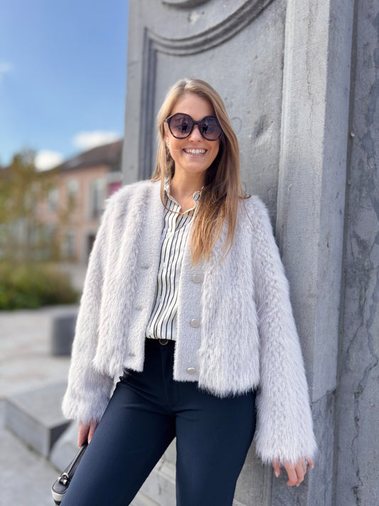Chaimae faux fur jacket - birch