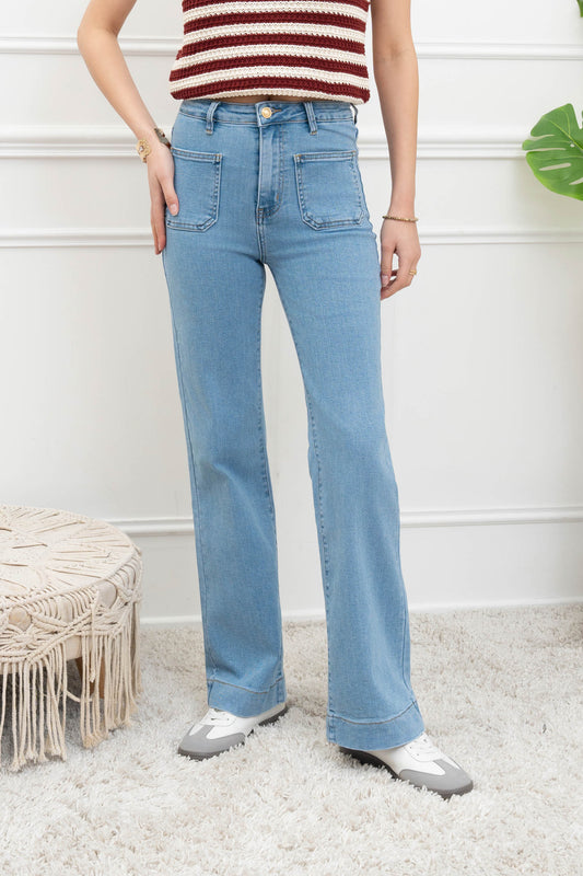 Jeans wide leg zakjes - blauw