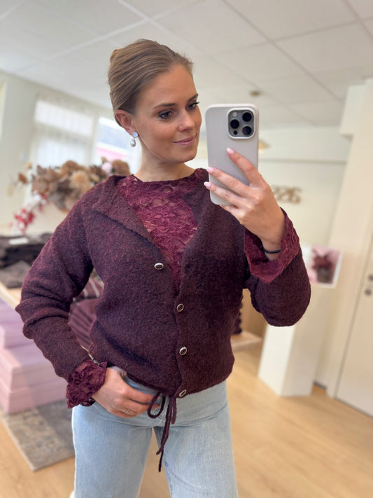 Long sleeve cardigan - bordeaux