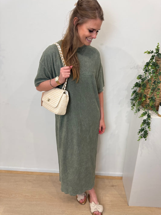 Sponge dress short sleeve - khaki