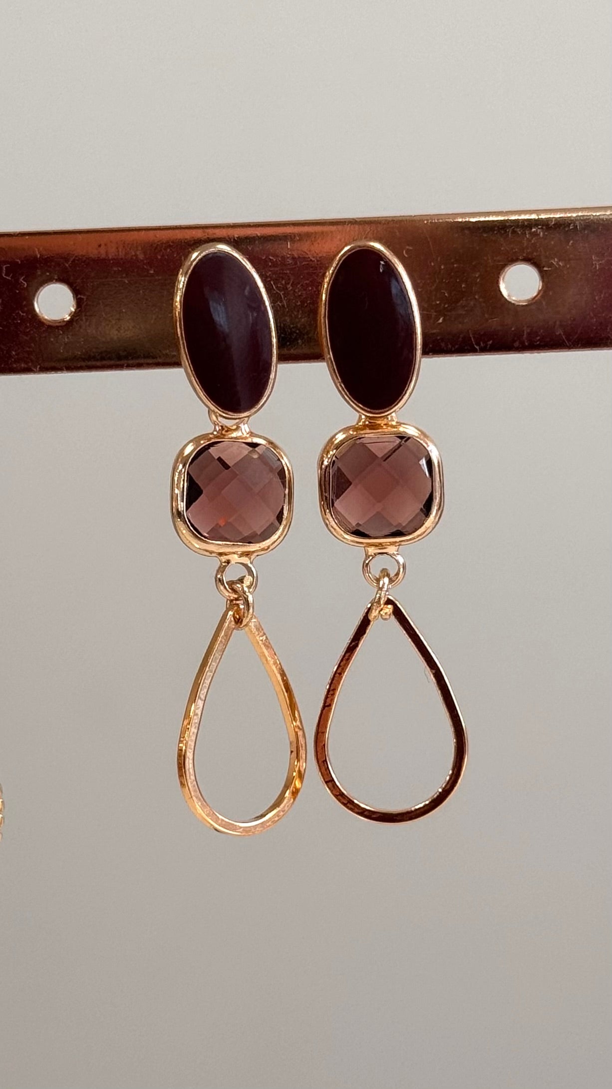 Oorbel O2508 - bordeaux/goud