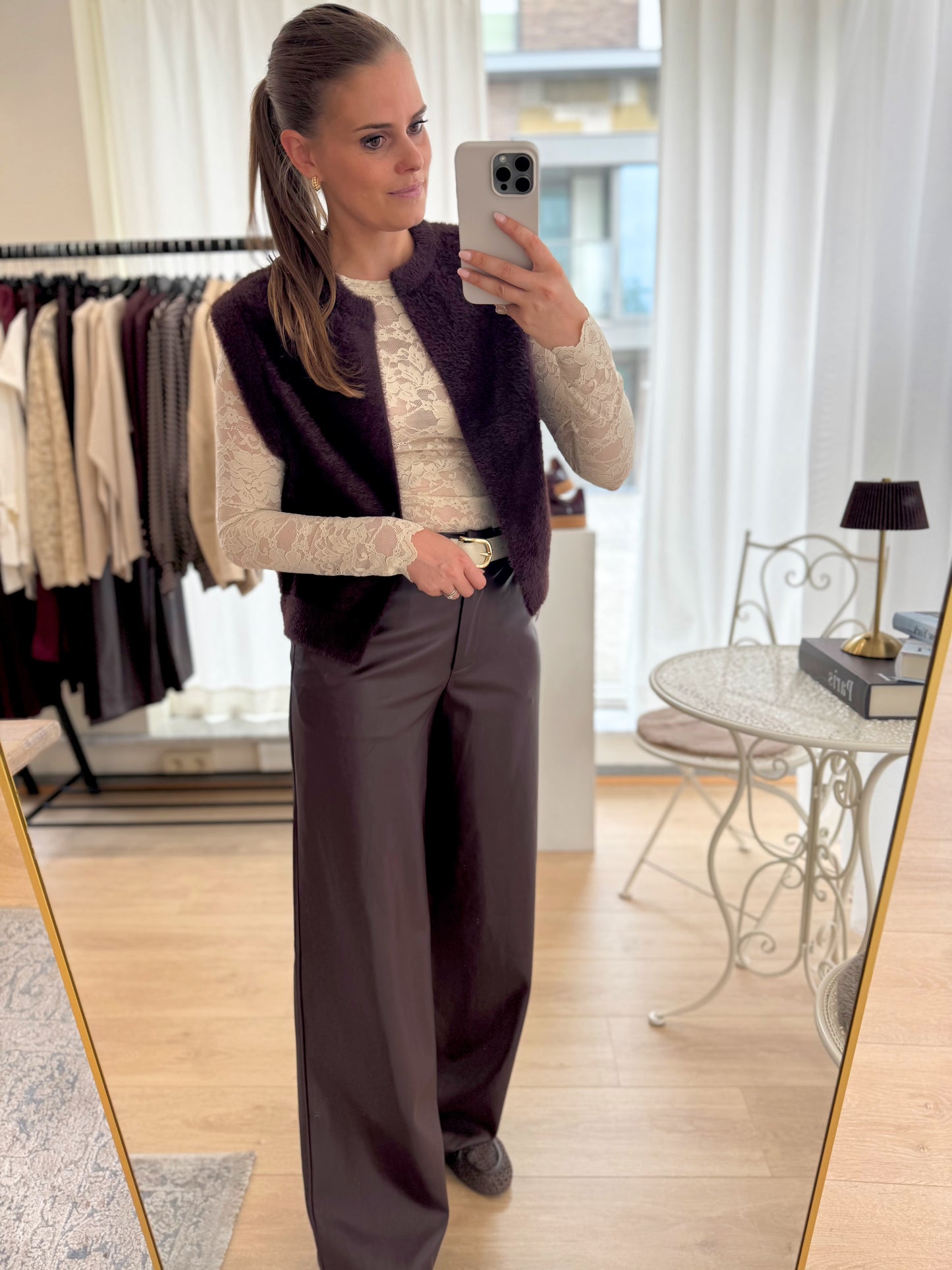 Georgina faux leather pants - Fudge