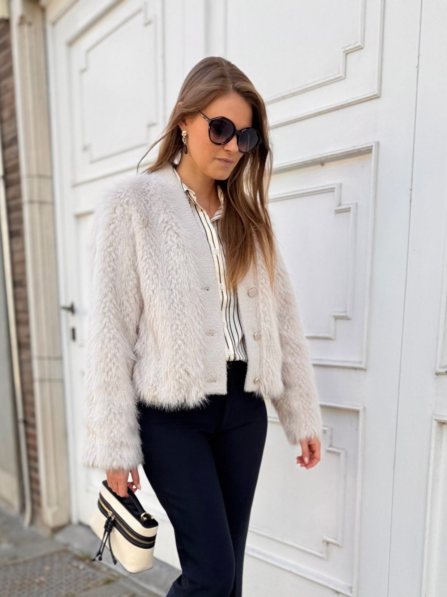 Chaimae faux fur jacket - birch