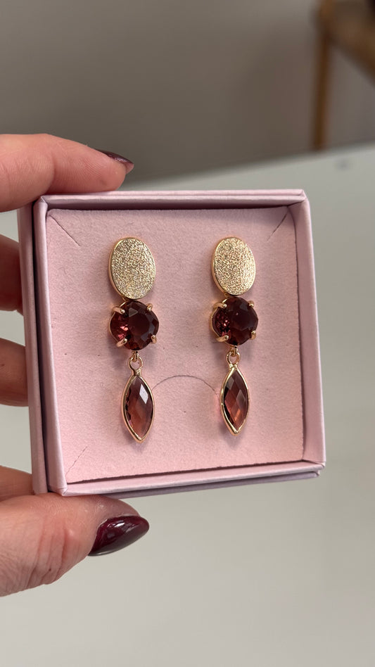 Oorbel O2501 - bordeaux/goud