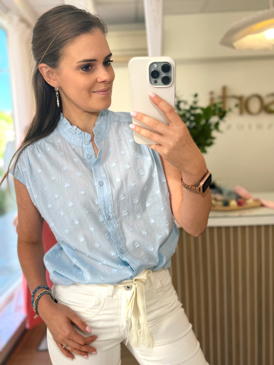 Blouse hartjes - lichtblauw