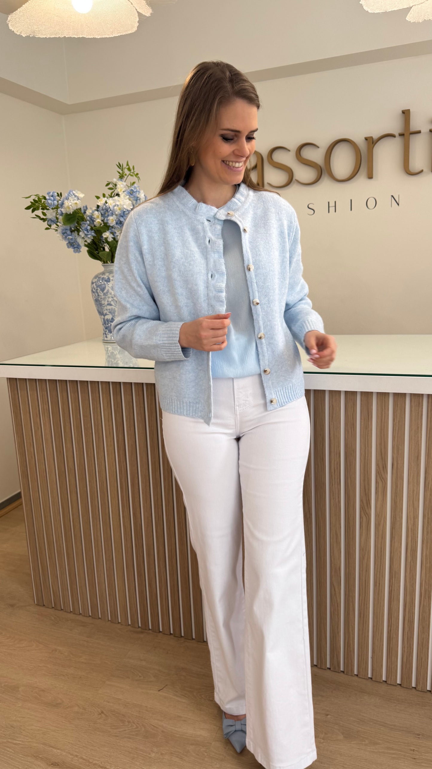 Gilet knoopsluiting frul - lichtblauw