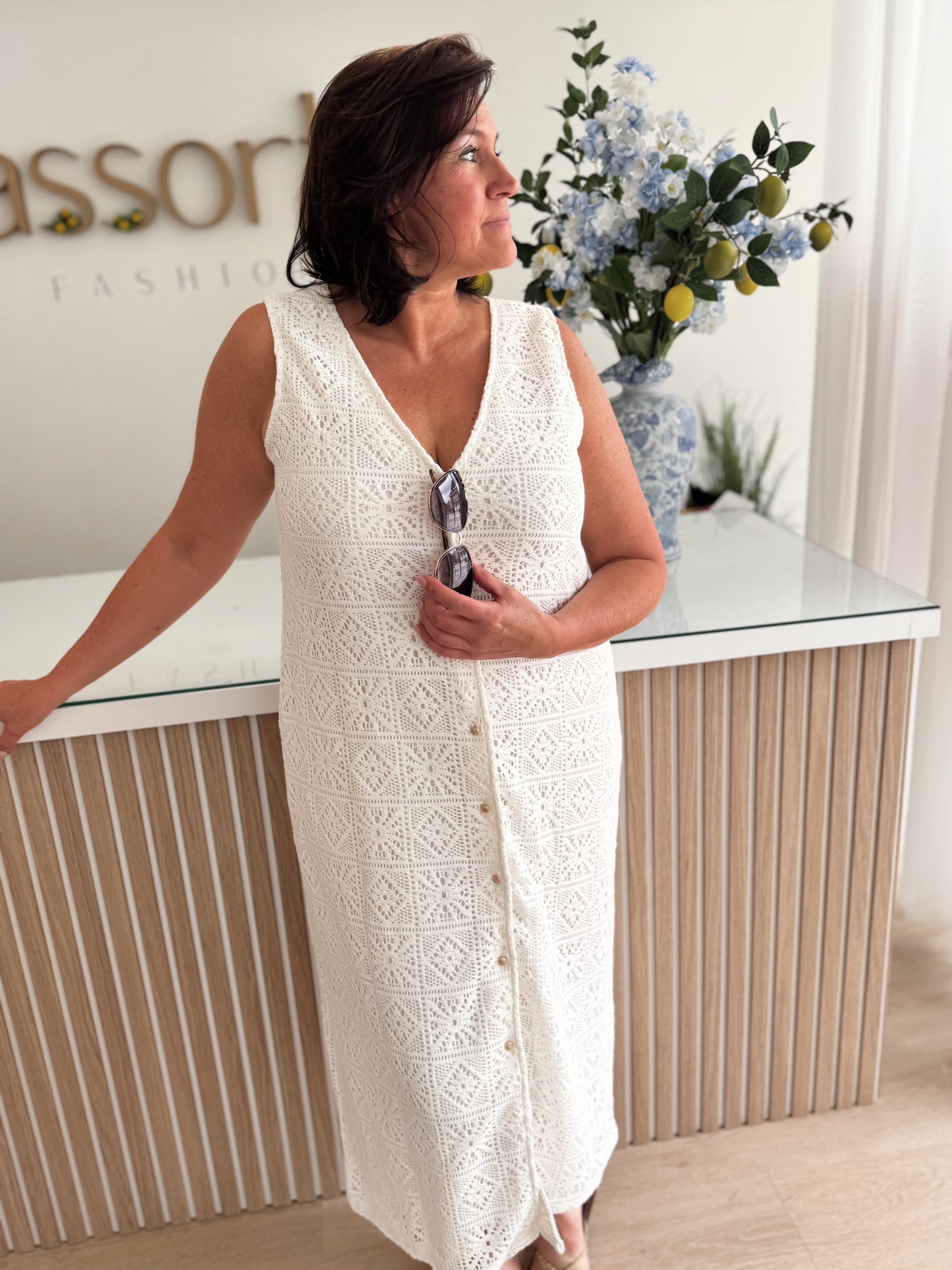Ibiza Lace Maxi Jurk - ecru