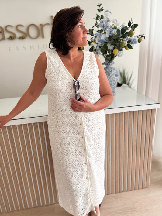 Ibiza Lace Maxi Jurk - ecru