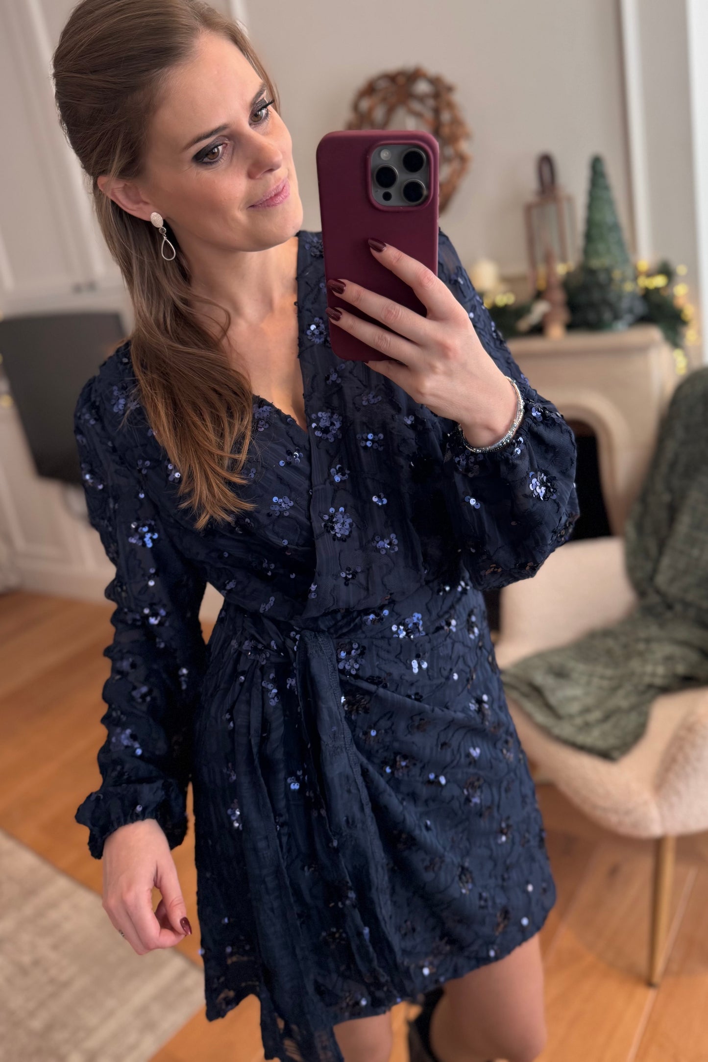 Kleedje sequins - donkerblauw