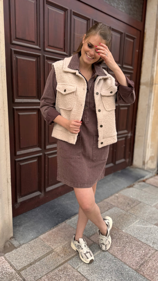 Jeansdress LS - choco