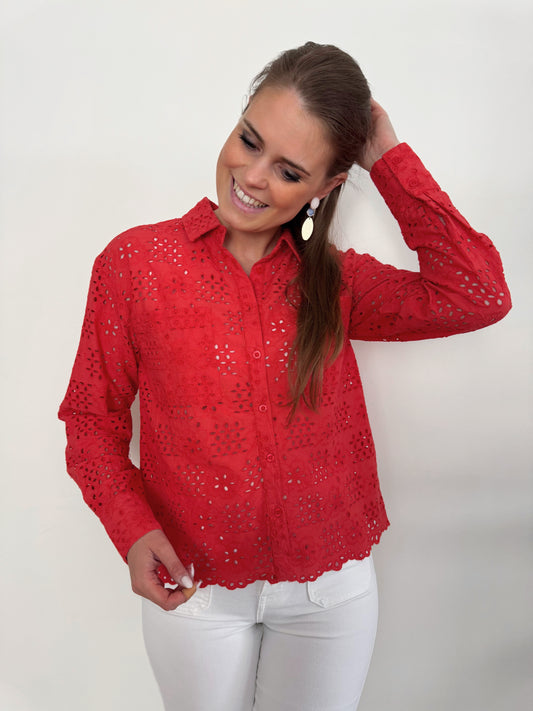 Embroidery blouse - red