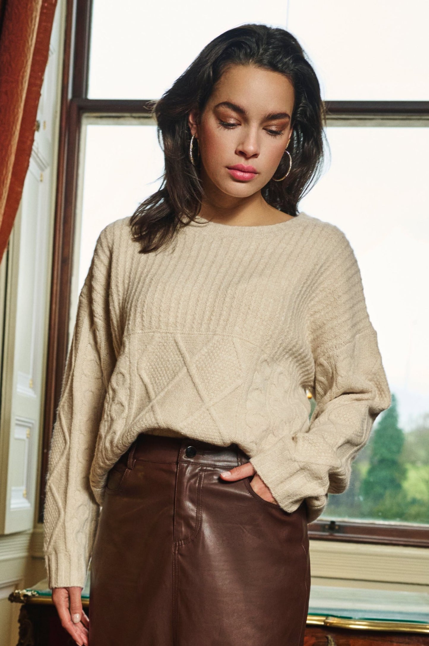 Sweater melange 18504 - biscuit