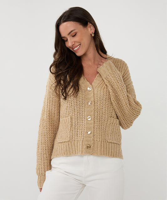 cardigan oversize lurex - light sand