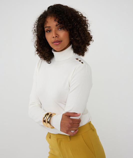 Sweater shldr button col - offwhite