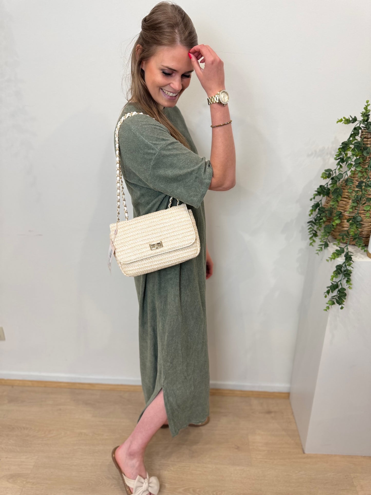Sponge dress short sleeve - khaki