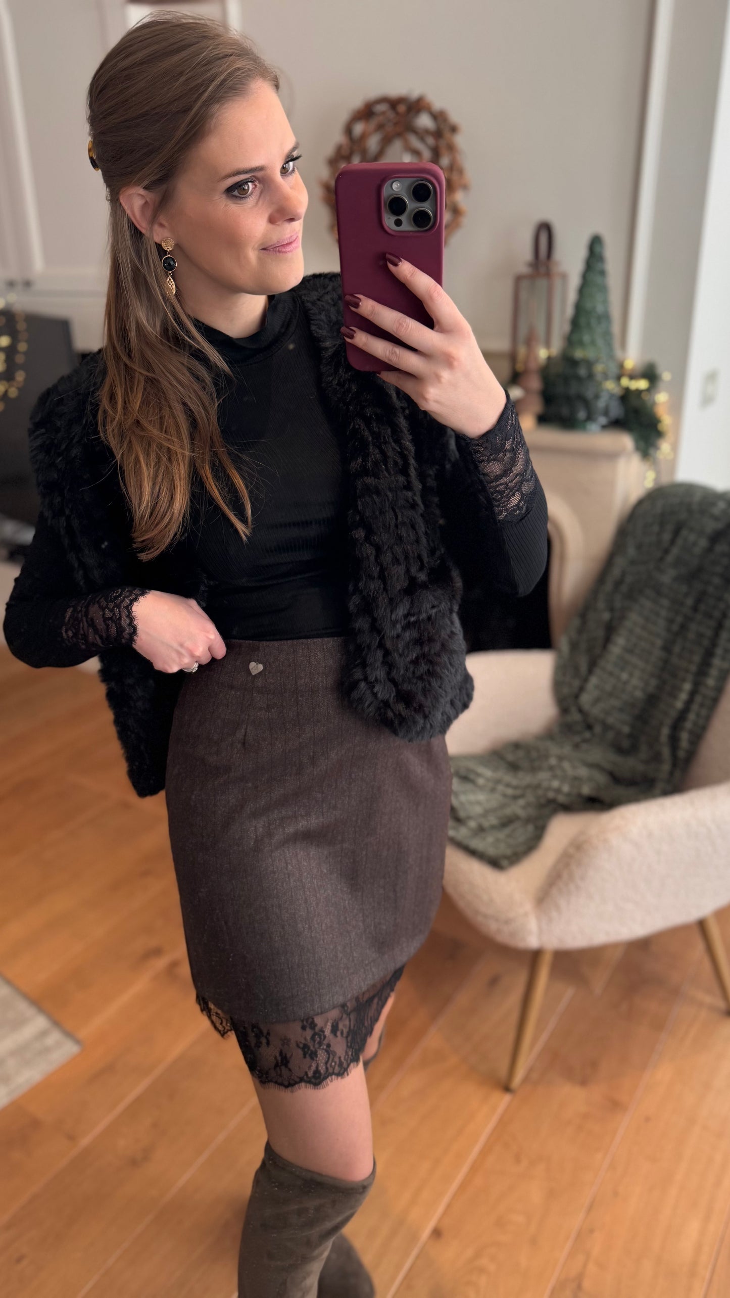 Fake fur jasje - zwart