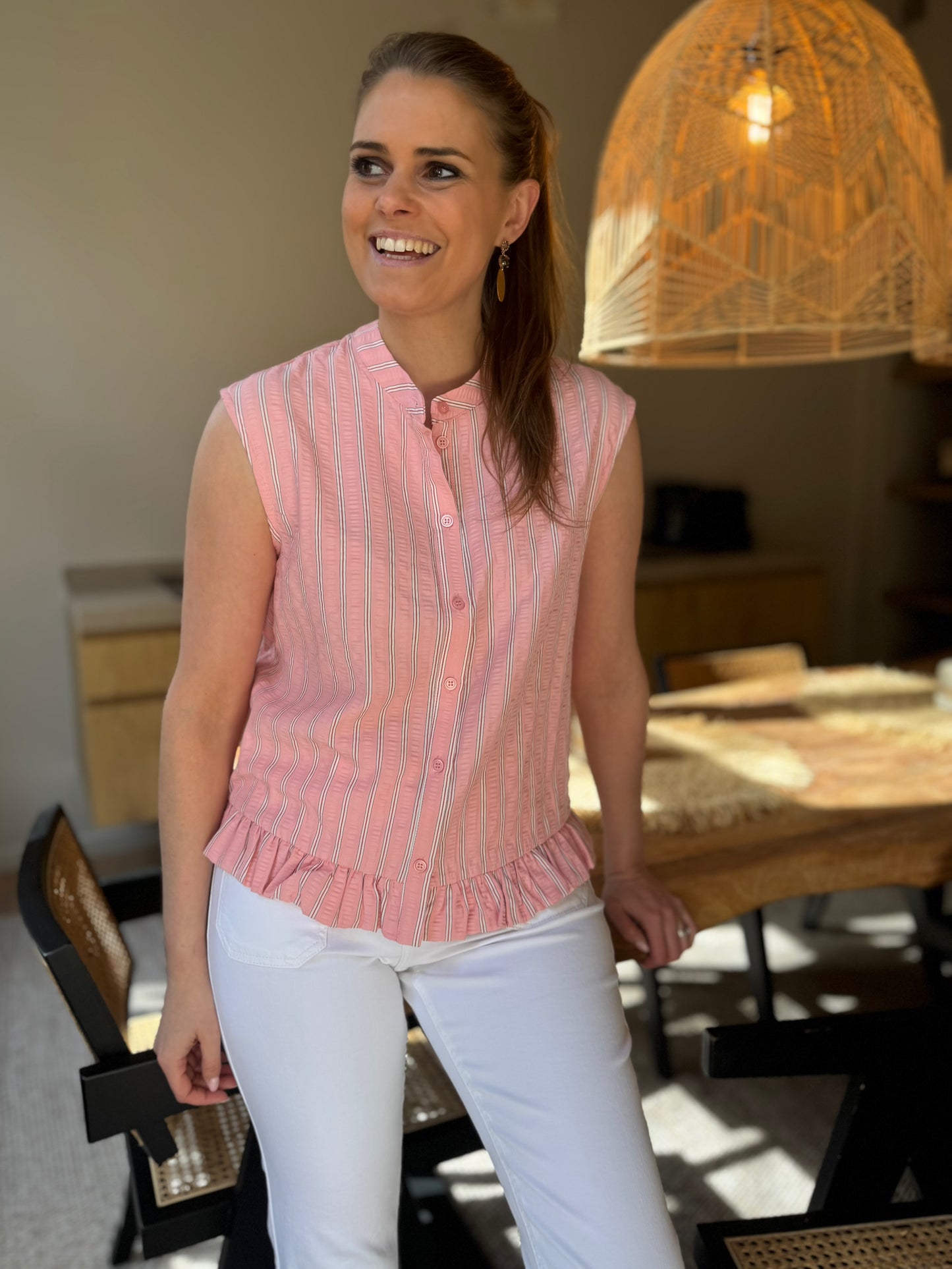 Fiene 1 blouse streep - zalm