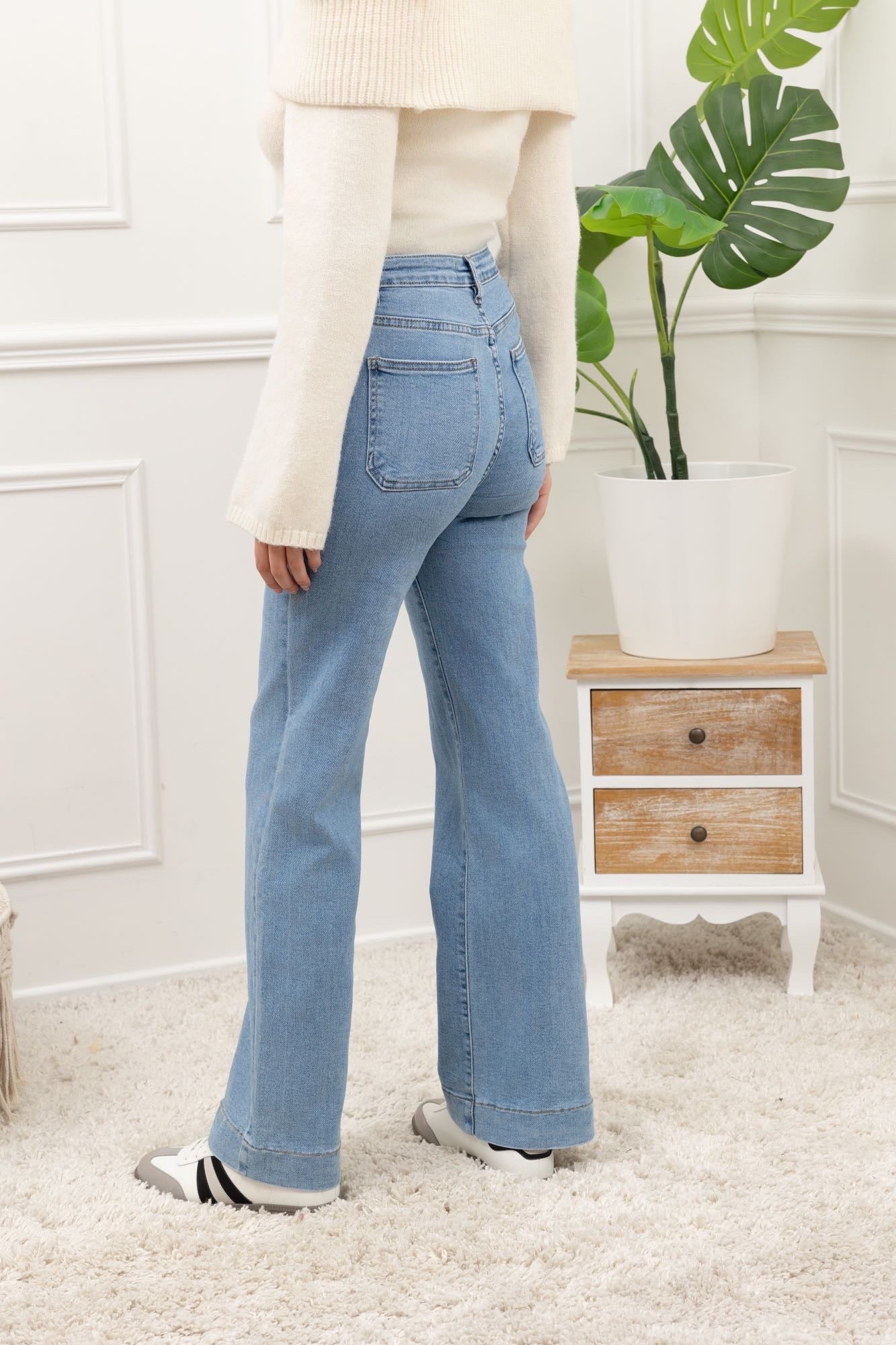 Jeans met zakjes - jeansblauw