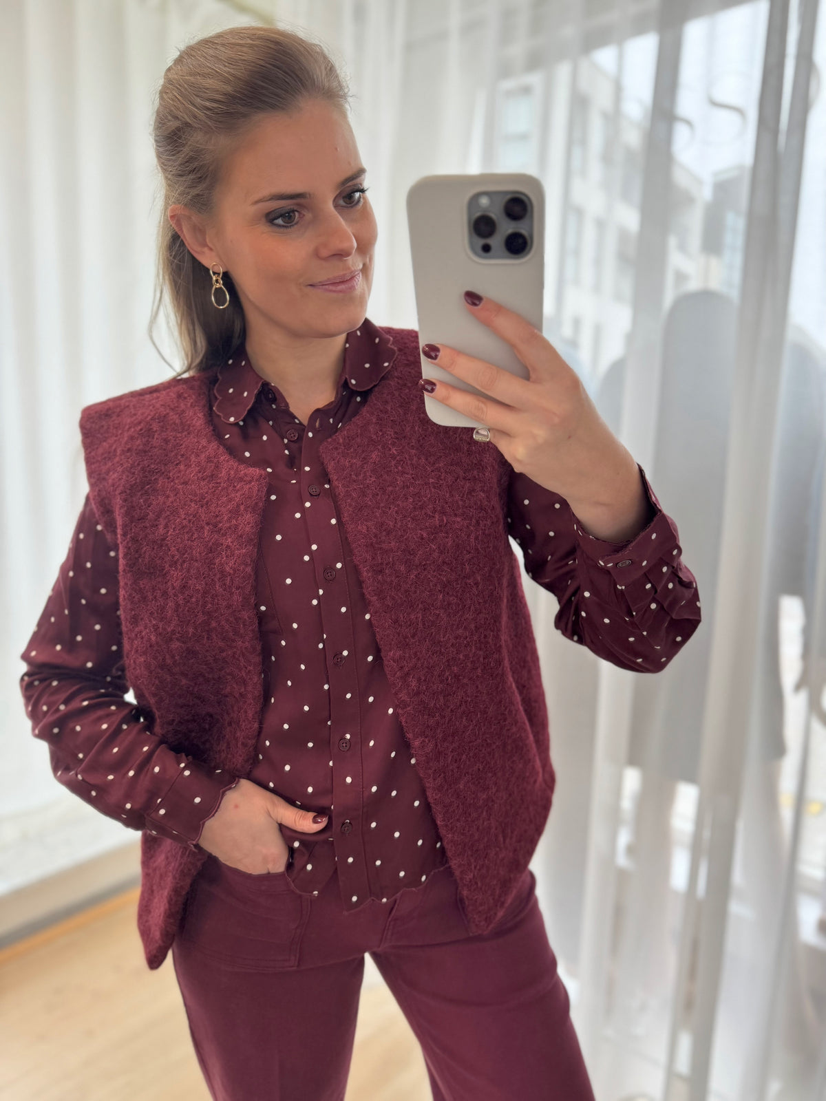 Gilet bouclette ZM - bordeaux