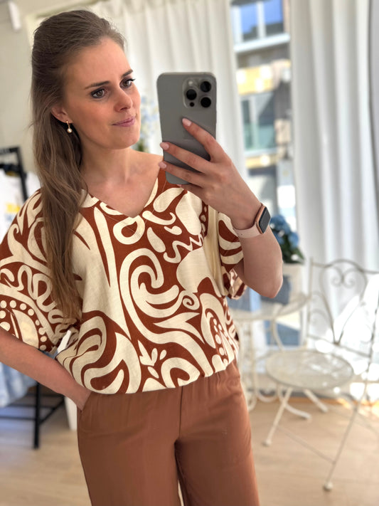 Top bi-color - cognac/crème