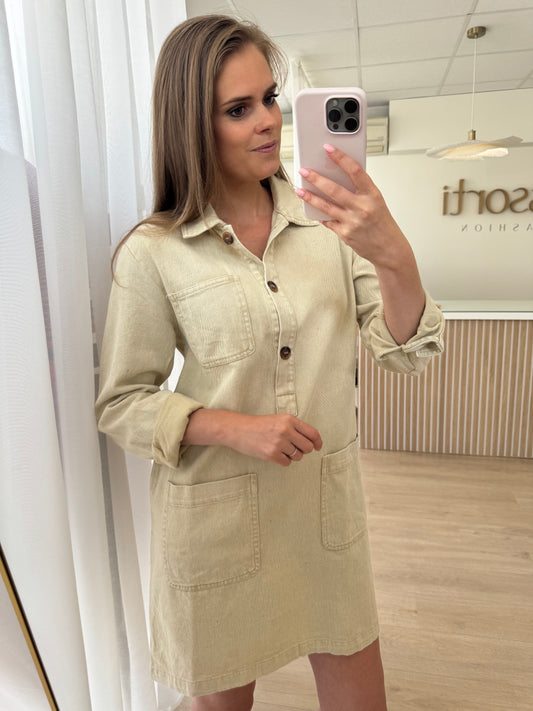 Jeansdress LS - beige