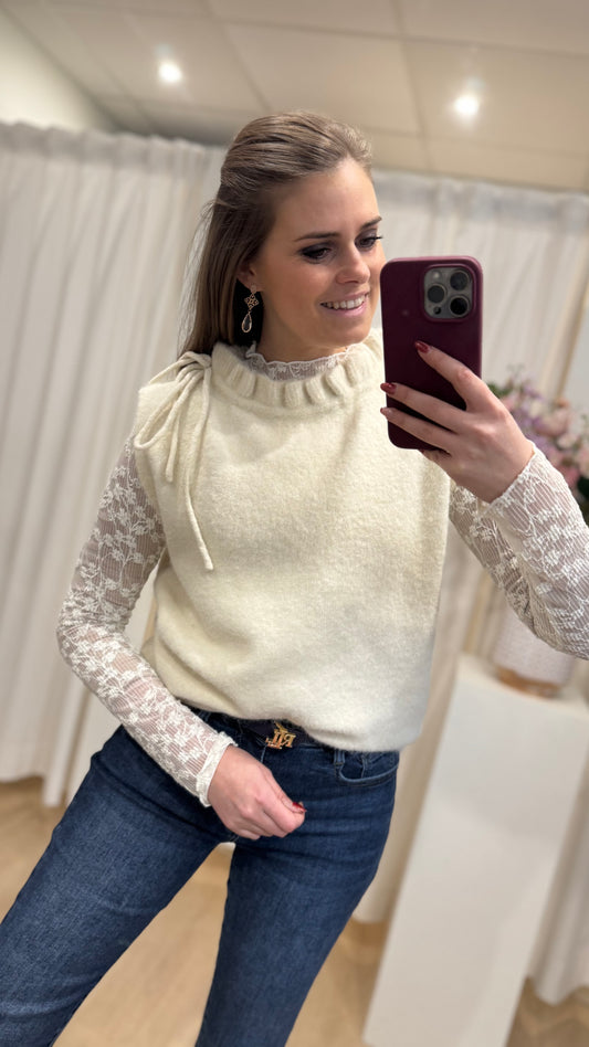 Truitje ZM frul hals - ecru