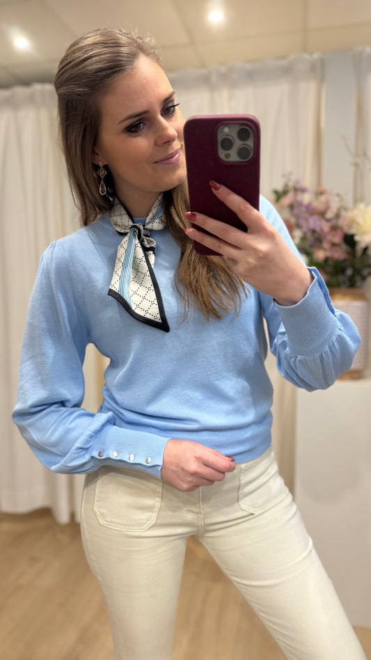 Lizza round neck knit - powder blue