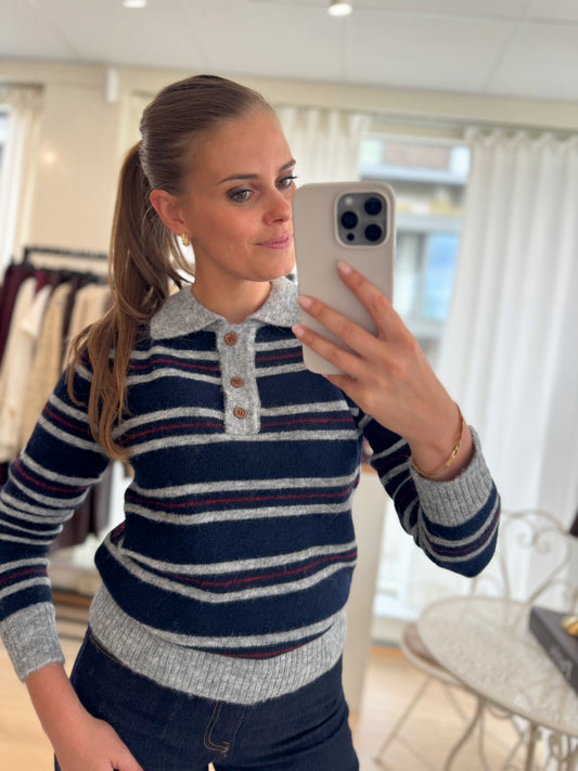 Ditte polo pullover - blauw streep
