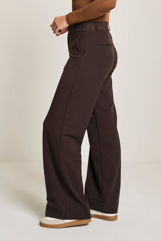 Mira elastic crepe pants Para Mi - brown
