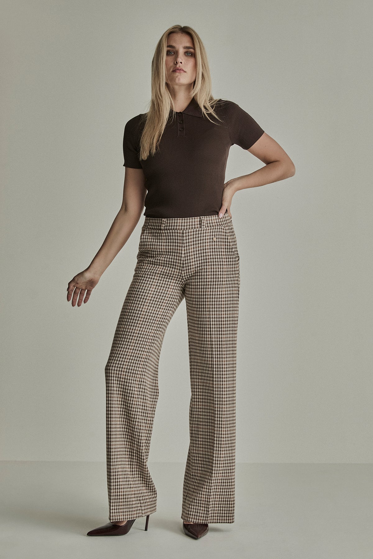 Para Mi / Mira knitted jacquard - check camel