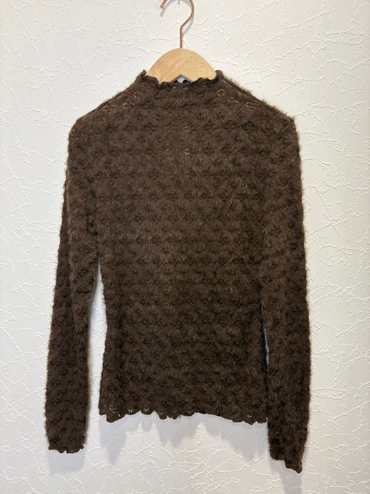 Fluffy lace top - bruin