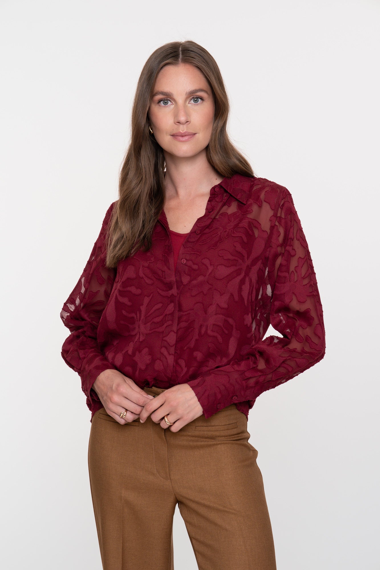 Blouse fancy fabric - bordeaux