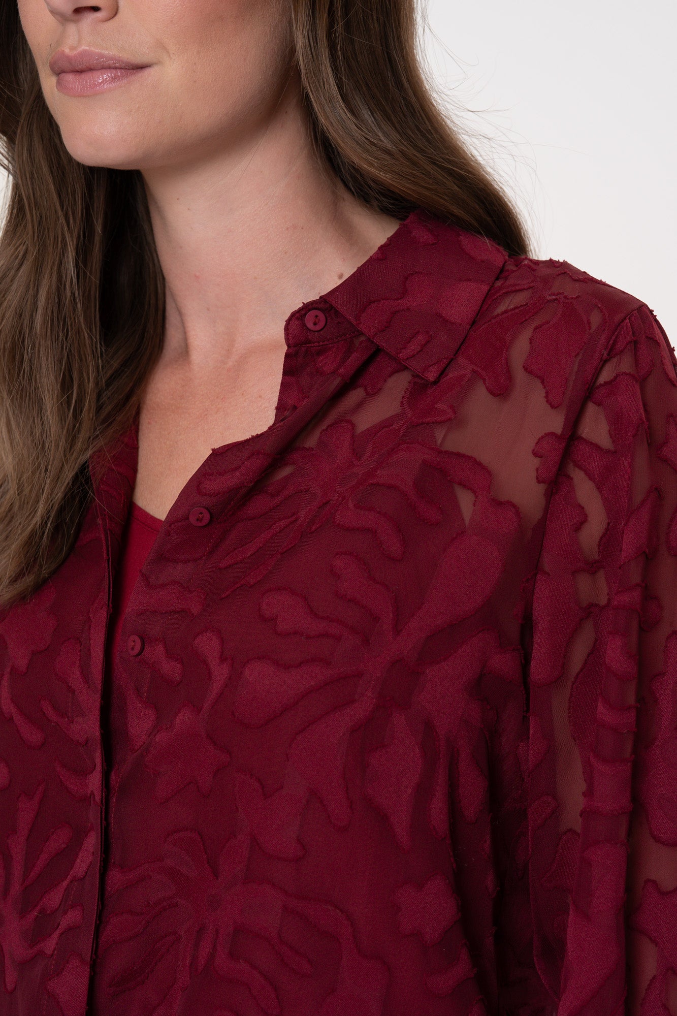 Blouse fancy fabric - bordeaux