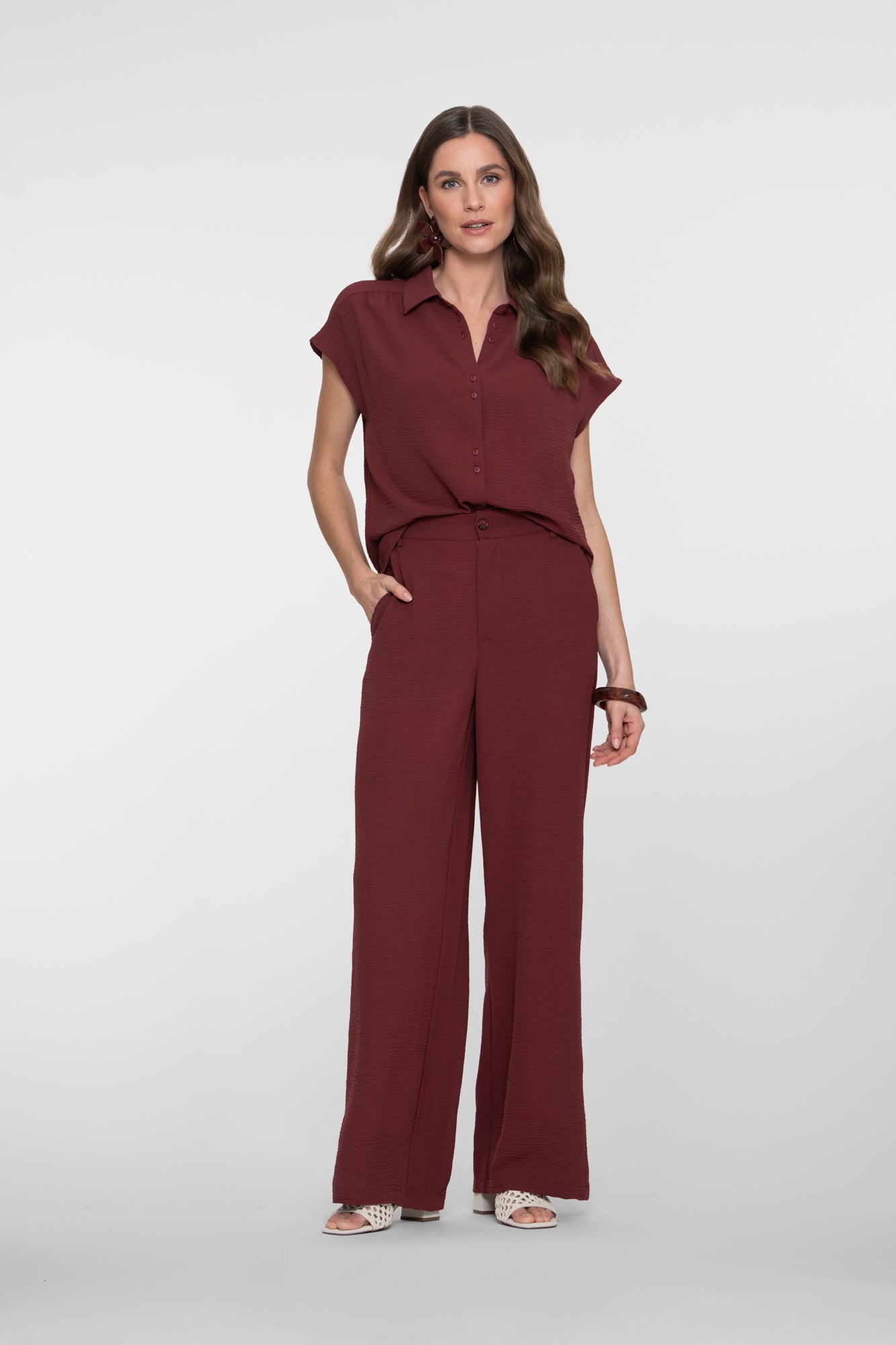 Crinkle pants - bordeaux