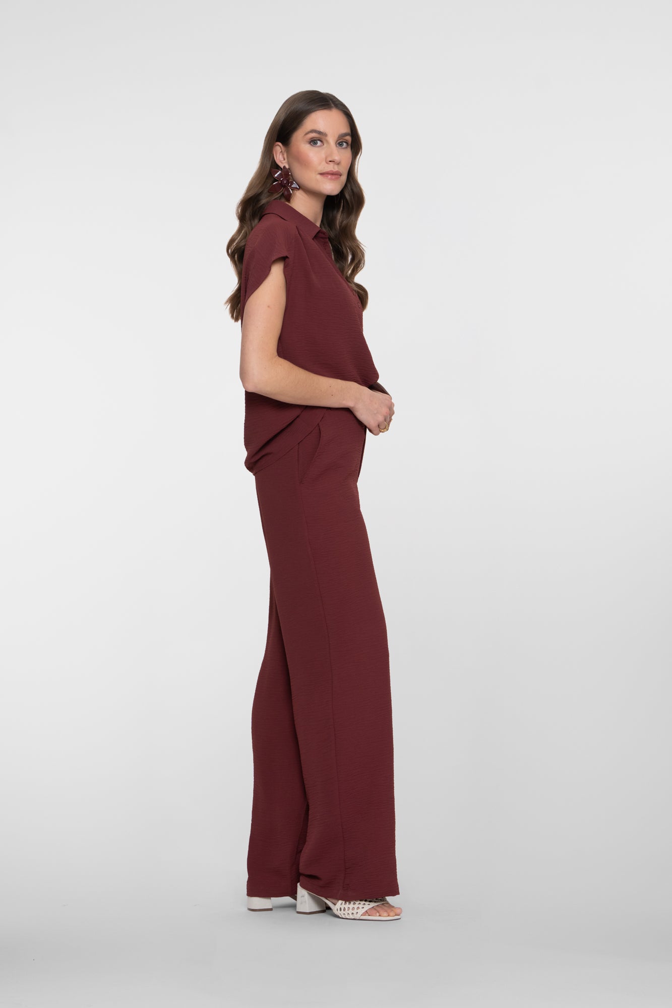 Crinkle pants - bordeaux
