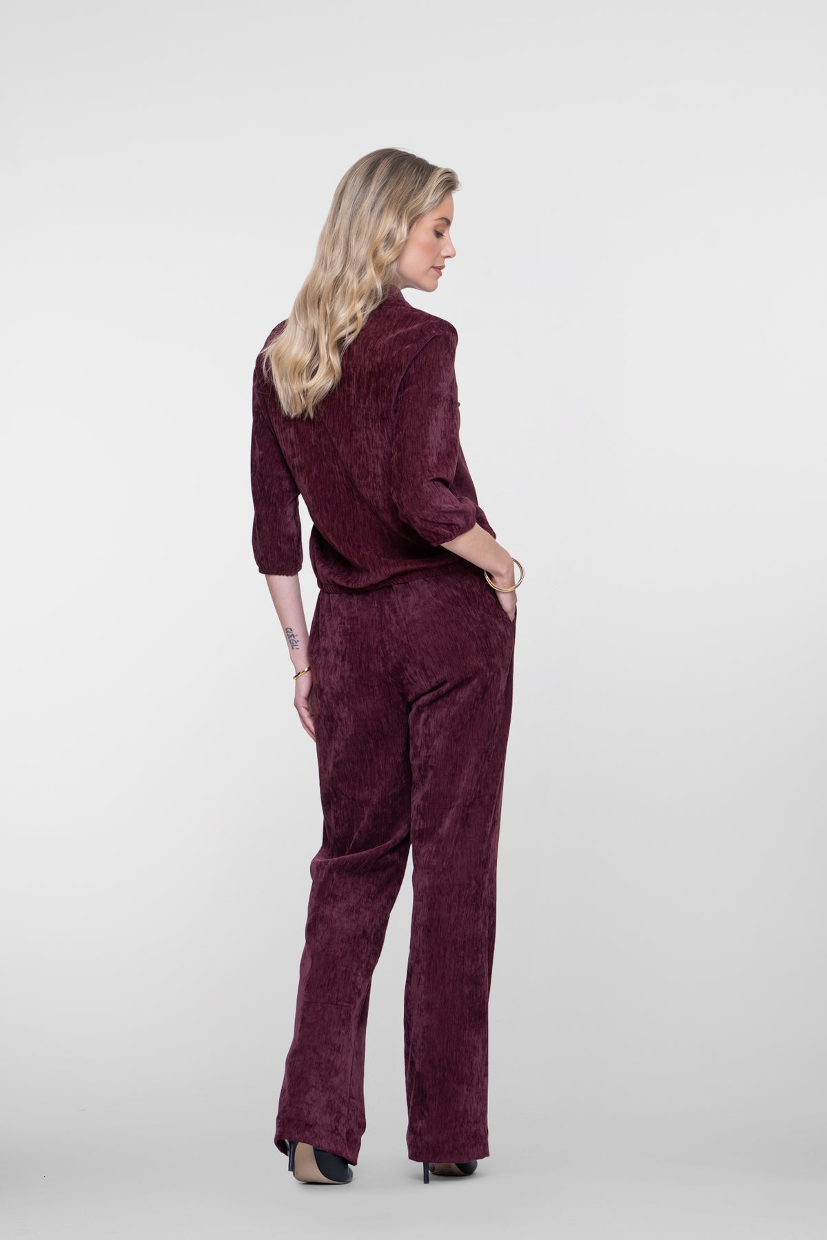 Broek velours uitstraling - bordeaux
