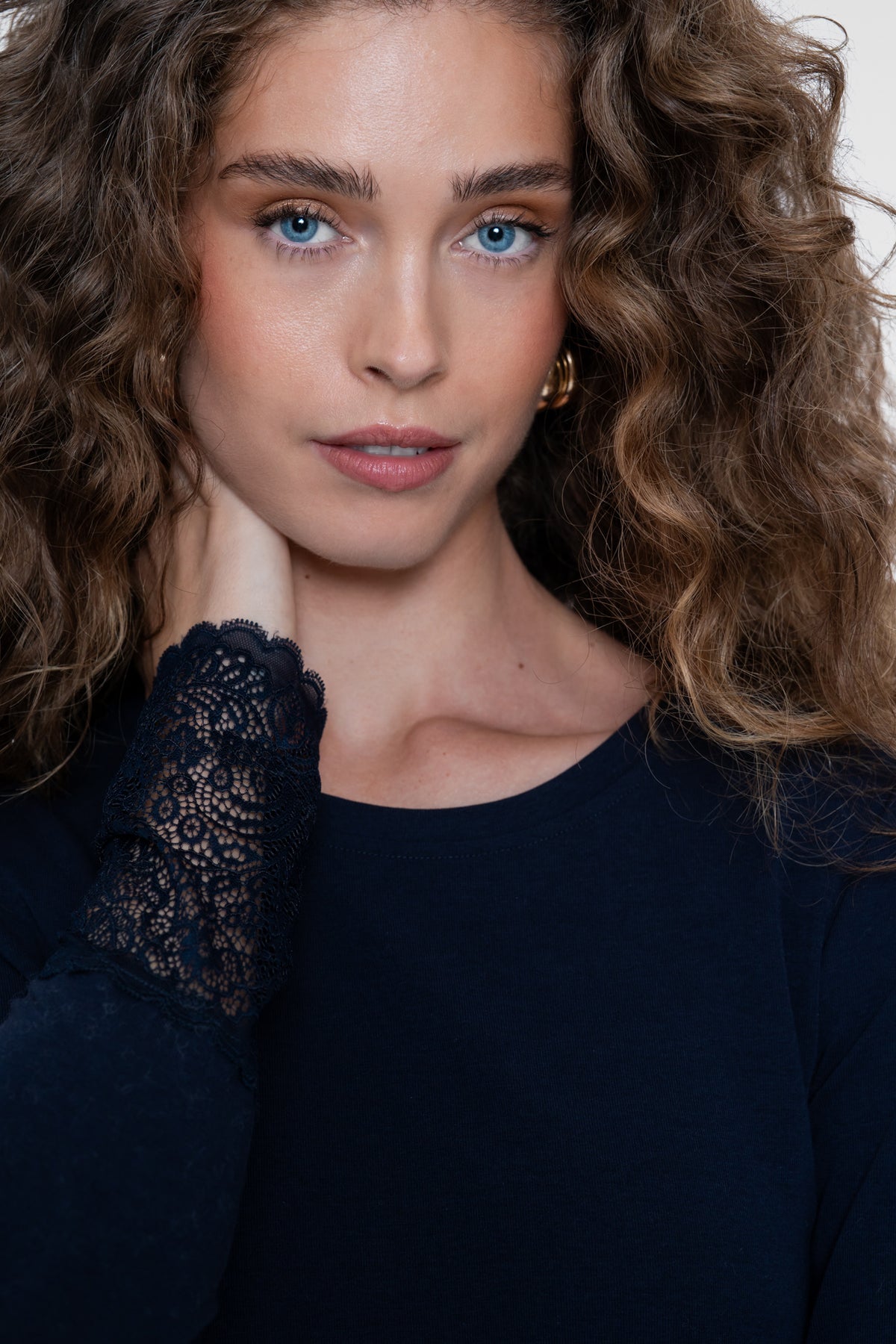 T-shirt lace sleeve - navy
