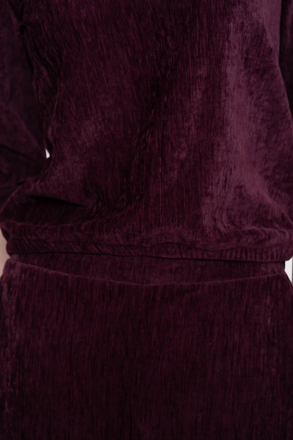 Veloursachtige top V-hals - bordeaux