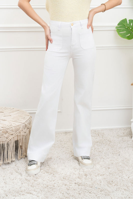 Jeans met zakjes - wit