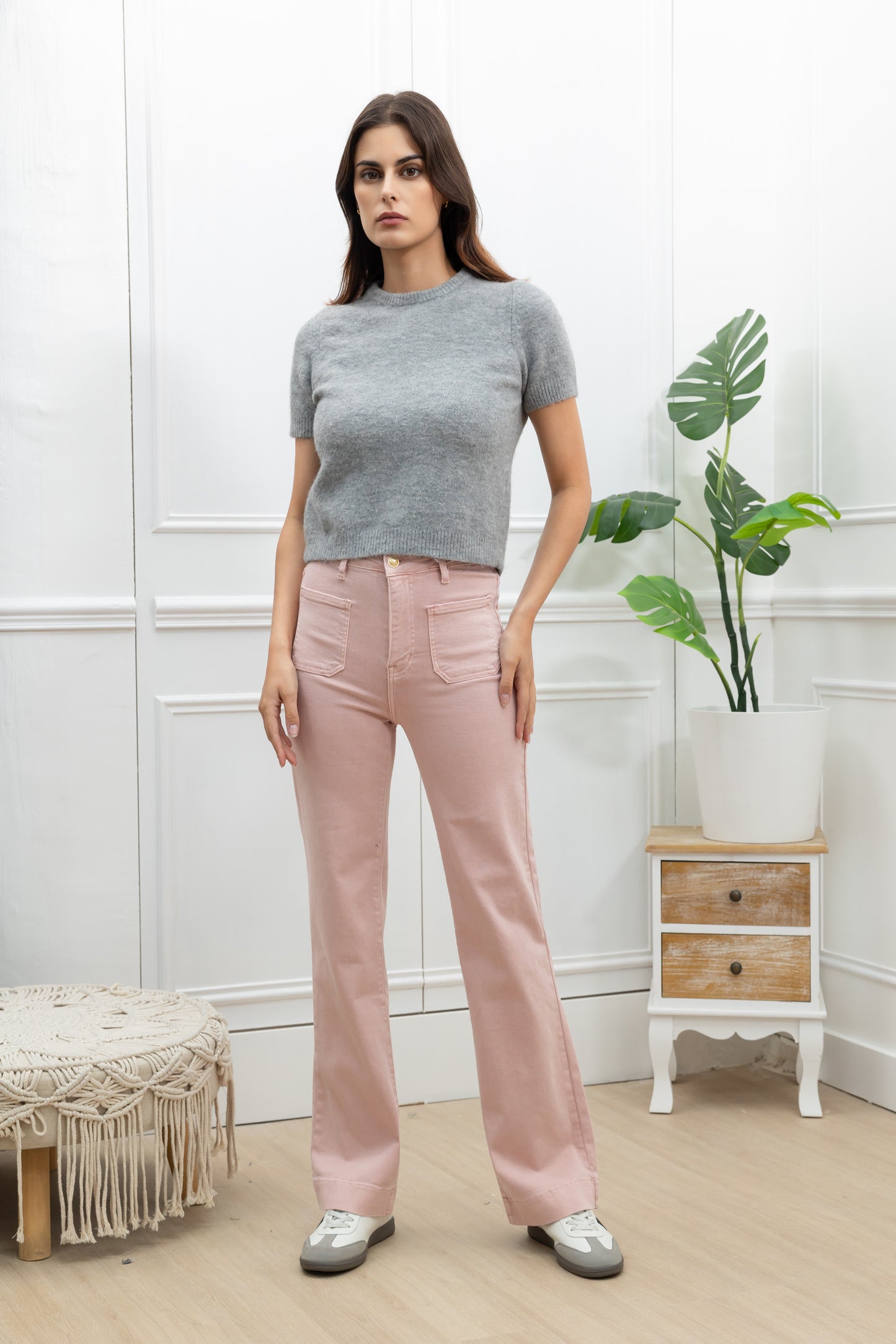 Broek stretch zakjes - roze