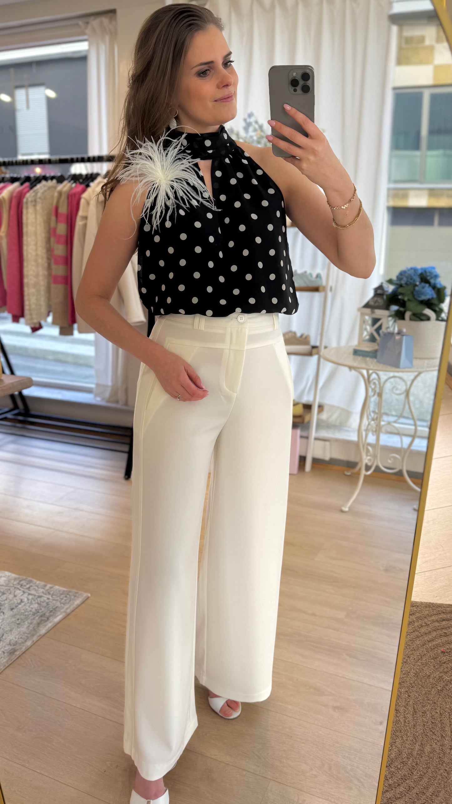 Hoge taille broek - wit