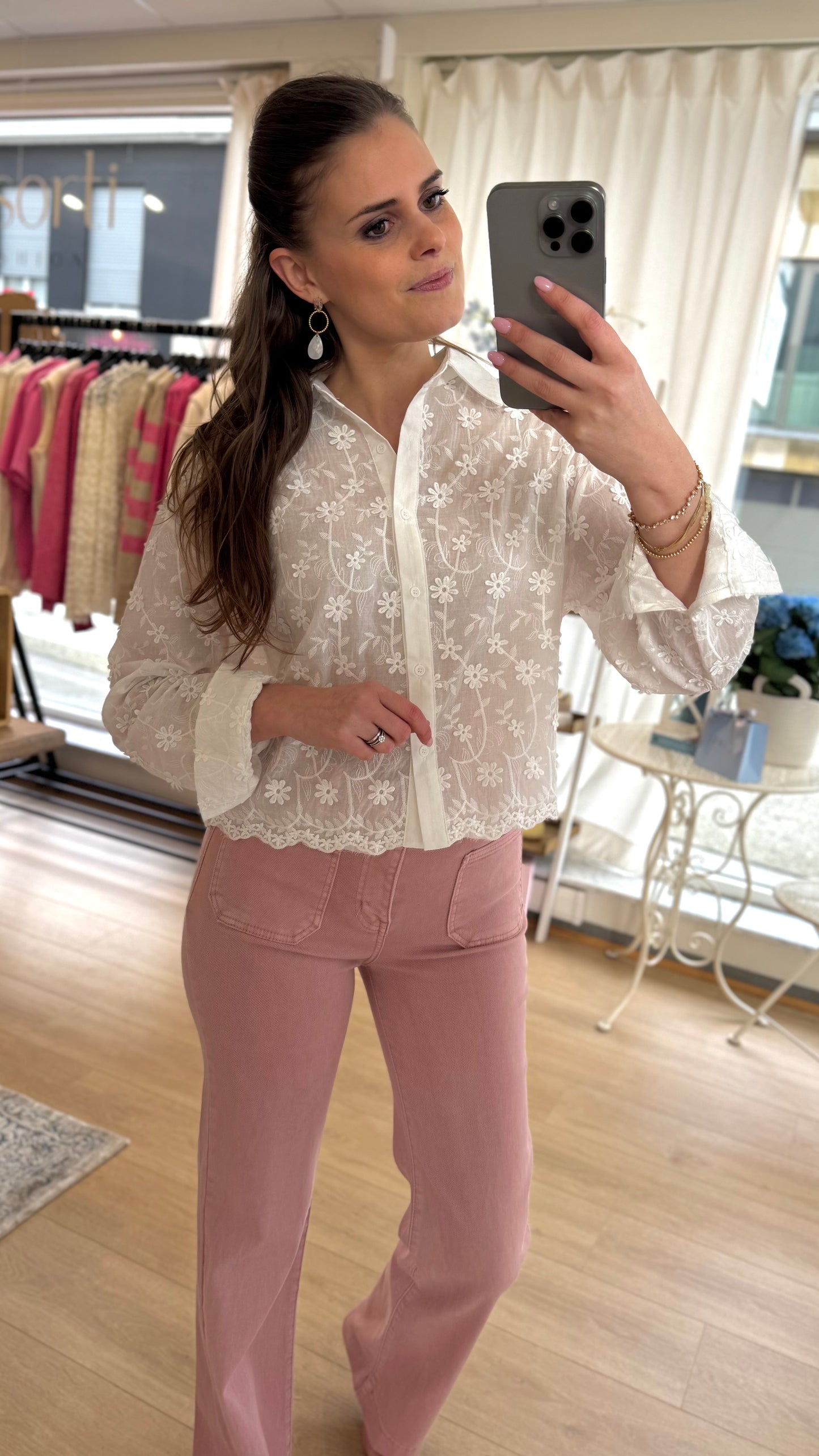 Broek stretch zakjes - roze