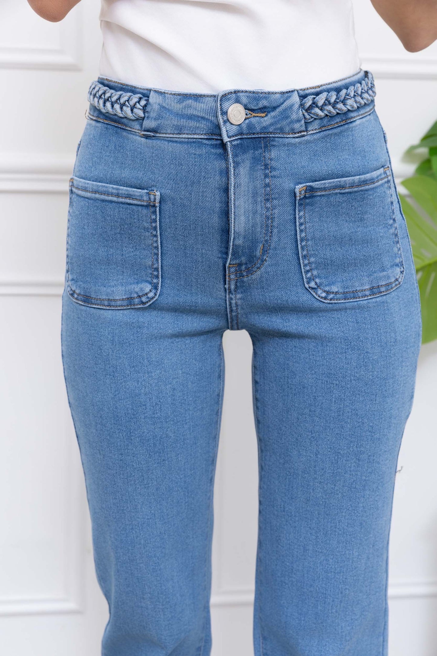 Stretch broek zakjes vlecht - jeans