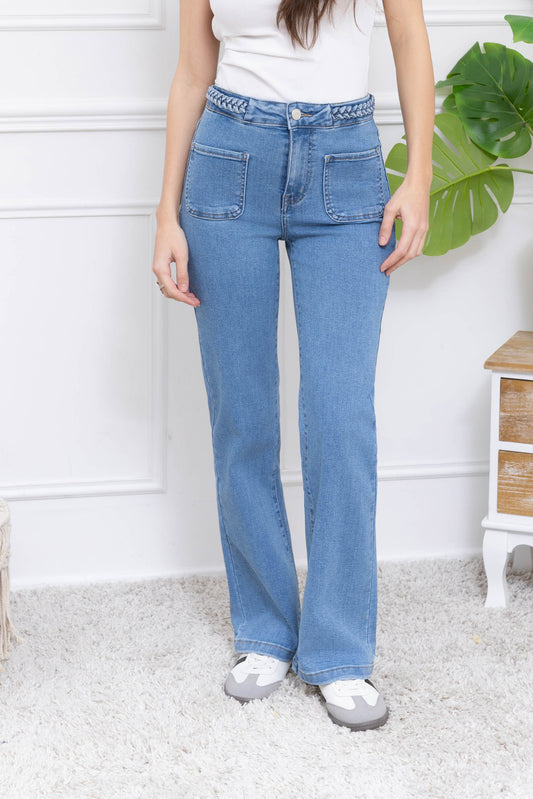 Stretch broek zakjes vlecht - jeans