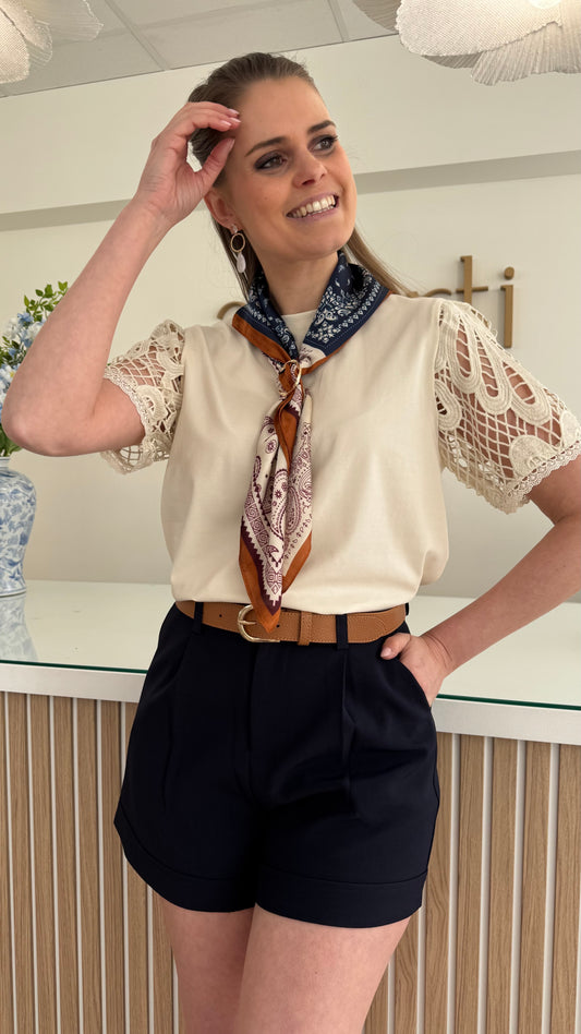 Short met hoge taille - marine