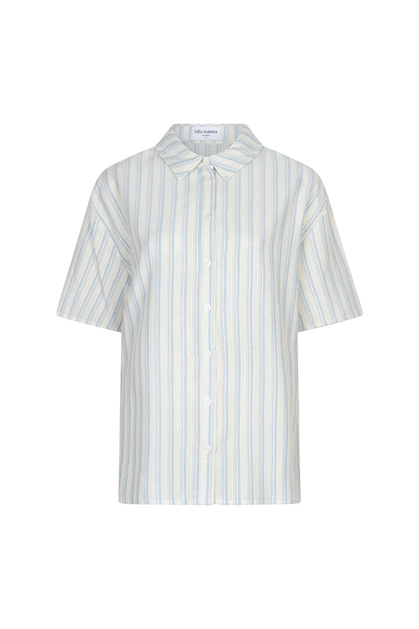 Fia blouse streep - lichtblauw/ecru